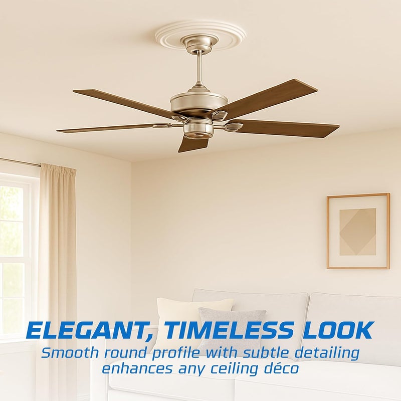 OHLECTRIC Ceiling Medallion (16″ × 4″ Center Hole) White Molded Plastic Smooth Medallion 16″ OD × 4″ ID ×7/8 ″ P. Durable Molded Medallion, Decorative Medallion for Ceiling, Lights, Chandeliers - Image 4